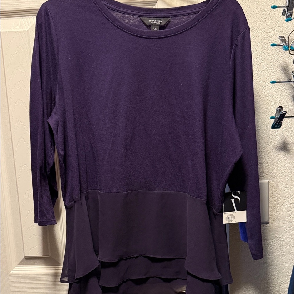 Simply Vera Vera Wang Purple Layered Blouse